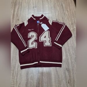 NWT Aelfric Eden Number Jacquard Cardigan Maroon, Burgandy Medium Women's.